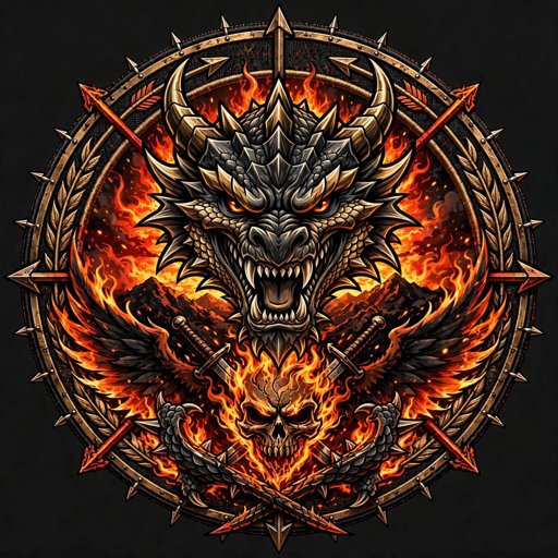Ej's Personalized Gifts logo — dragon over a flaming sunset
